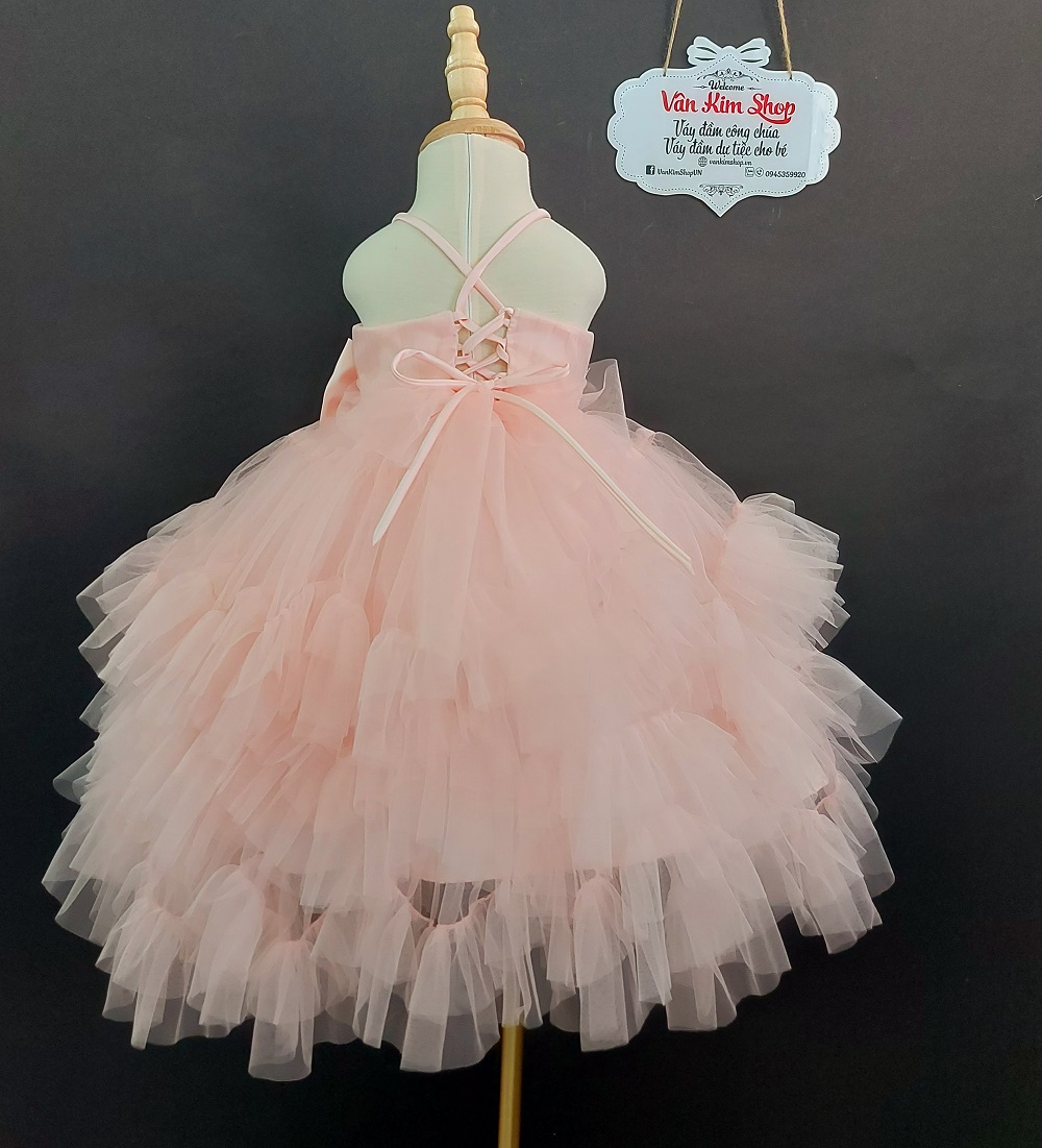 Đầm công chúa dạ hội REN CHIẾC LÁ cho bé gái CBG40621W  Bé Cưng Shop