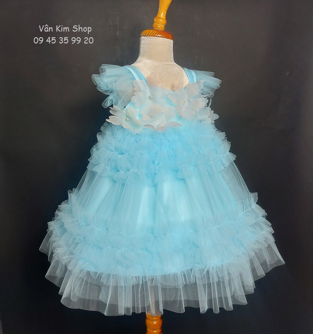 Đầm công chúa màu xanh cho bé