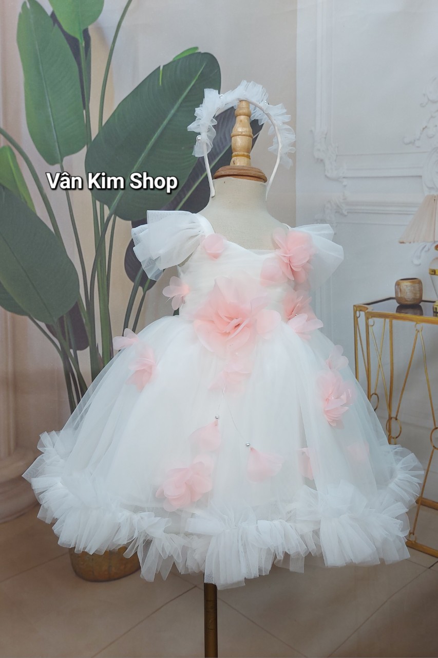 Váy công chúa kết hoa xinh cho bé